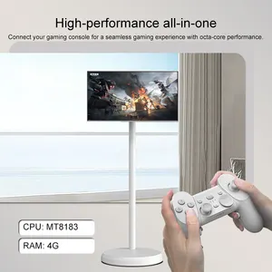 Soporte de suelo blanco 6GB + 128GB Standbyme Tv Pantalla de carga móvil Altavoz con batería incorporada Smart Interactive Portable Tv