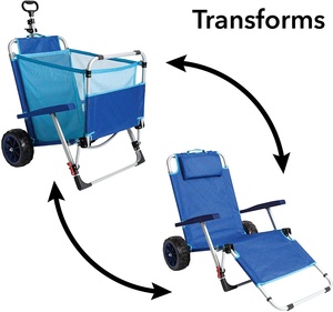 Tumbona plegable para día de playa con combinación de <span class=keywords><strong>carro</strong></span> integrado y ruedas pesadas, perfecta para la playa - Product Image 2
