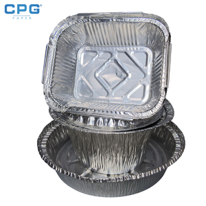 Barquette en aluminium recyclable, profonde, rectangulaire, à fond structuré, empilable, pour plats à emporter, conteneur en aluminium pour restaurant - Product Image 1