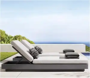 Moderno esterno doppia Chaise-Chaise-Lounge impermeabile in alluminio lettino <span class=keywords><strong>per</strong></span> piscina <span class=keywords><strong>spiaggia</strong></span> Hotel ponte cortile Villa come <span class=keywords><strong>spiaggia</strong></span> Daybed - Product Image 4