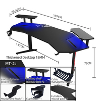 180cm RGB Large Desktop RGB Gaming Desk with Extendable Carbon Fiber Surface Cup Holder Wooden Computer Monitor Stand Made Metal