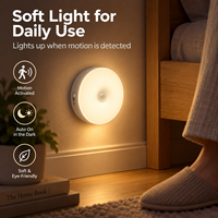 Lampu Malam LED Sensor Gerak ABS Modern Warna Putih Hangat, Dapat Diisi Ulang, Tanpa Kabel, Magnetik, untuk Kamar Tidur, Tangga, Lemari