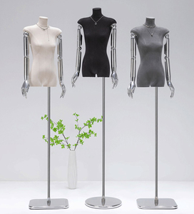 Tienda de ropa completa de lujo para Mujer, maniquí con forma de vestido negro para Mujer, ropa de exhibición, maniquí de medio cuerpo de gamuza negra - Product Image 2