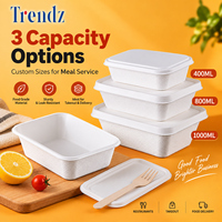 Trendz Personnalisé Canne À Sucre Bagasee Restaurant à Aller Récipient De Nourriture Écologique Jetable Biodégradable Compagnie Aérienne Repas Boîte À Lunch