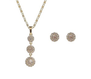 Bijoux architecturaux en gros – Ensemble de bijoux plaqué or 18 carats tendance : collier et boucles d'oreilles géométriques en alliage de cuivre de qualité supérieure - Product Image 2