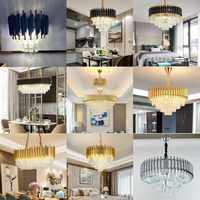 Lustre suspendu de luxe en fer doré et cristal K9, personnalisé pour projets hôteliers, fabrication directe usine OEM/ODM, pour la décoration de hall de villa