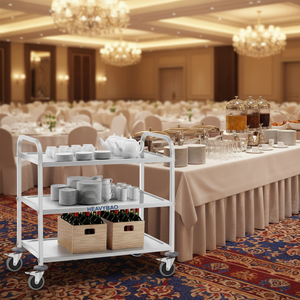 Heavybao <span class=keywords><strong>3</strong></span> 단 스테인리스 스틸 NSF 인증 주방 취사 서비스 트롤리 캐스터 저소음 작동 100-200KG 용량 - Product Image 2