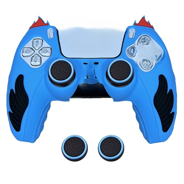 Sweatproof Silicone Skin for P-S5 Controller Gaming Case Accessory with Thumb Grips & Game Stickers Full Kit