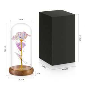 Eternal Rose LED Lamp <b>Light</b> Forever Valentines & Mothers Day Glass Dome <b>Flower</b> 24K Gold Galaxy Rose Decorative Lighting - Product Image 6