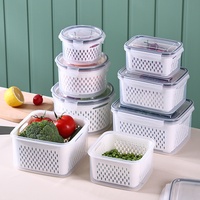 Lot de 3 paniers de rangement en plastique Cedar Space pour aliments, légumes et fruits, idéal pour la conservation et compatible micro-ondes