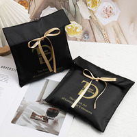 Pochette Enveloppe en Satin de Soie Imprimée Logo Personnalisé, Sac d'Emballage Noir de Luxe pour Perruques, Extensions de Cheveux, Cosmétiques et Parfums