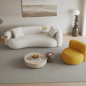 Divano Curvo di Lusso Moderno del Designer Nordico, Tessuto in Pelle di Agnello di Alta Qualità per Soggiorno, Sedie d'Attesa Creative e Belle - Product Image 3