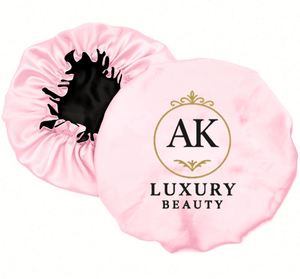 Bonnet de nuit réversible en satin double couche à volants pour cheveux bouclés naturels, avec motif, cadeau promotionnel - Product Image 4