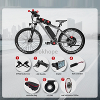Kit de conversion de vélo électrique MTX39 72V 5000W avec moteur de moyeu arrière, contrôleur à onde sinusoïdale 80A, écran LCD, accélérateur PAS, frein
