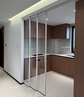 Puerta Corredera de Vidrio con Rotura de Puente Térmico NFRC, Doble Acristalamiento Templado, Diseño Minimalista, para Supermercado, Bodega, Jardín, Uso Pesado