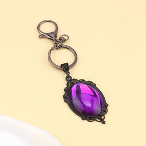 Dark Gothic Retro Crystal Pendant <b>Keychain</b> Purple Red Synthetic Glass European Style Jewelry Accessory - Product Image 6