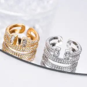 แหวนเคลือบทอง18K สุดหรูสำหรับผู้หญิง CZ CZ เซอร์โคเนีย