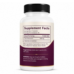 แคปซูลทรานส์-เรสเวอราทรอลบริสุทธิ์ OEM/ODM สารสกัดจากพริกไทยดำ ไวน์แดง และเควอซิติน ผลิตภัณฑ์เสริมอาหารจากธรรมชาติ ปราศจากนม เหมาะสำหรับผู้ทานมังสวิรัติ - Product Image 6
