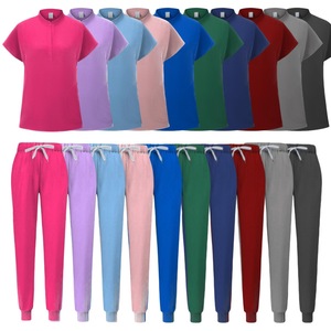 Women Medical Uniform Set Knitted Moisture Wicking Elastic Collar Hospital Work <b>Clothes</b> S XXL - Product Image 1