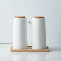Japanese Style Ceramic Seasoning & Condiment Set with Spout for Kitchen Use Oil Soy Sauce Vinegar Salt