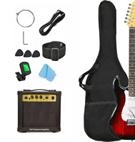 Amplifier Gitar Elektrik Bersertifikasi ST FCC 10 Watt dengan Lapisan Mengkilap - Kit Lengkap Ramah Pemula Termasuk Tuner, Tas & Tali Gantung