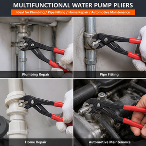 Pince à pompe à eau réglable en acier CR-V, style allemand, avec verrouillage de canal, outil de préhension à poignée antidérapante et mâchoires dentelées - Product Image 6