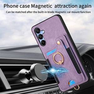 Ốp điện thoại ví da PU cao cấp A15 5G, ngăn đựng thẻ, chống RFID, nắp gập từ tính, có vòng đeo tay - Product Image 4