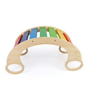 Sedia a dondolo multifunzionale in legno per bambini arcobaleno arrampicata allenamento fisico interattivo scuola materna <span class=keywords><strong>educazione</strong></span> precoce - Product Image 3