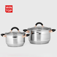 Casserole de cuisine commerciale de haute qualité, casserole à fond épais en acier inoxydable avec couvercle en verre