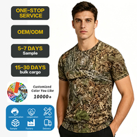 T-shirt d'été décontracté pour homme, coupe ample, 100 % polyester respirant, camouflage extérieur, chasse, écologique, mode estivale