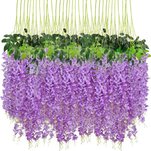 Decoración Floral de Techo para Restaurantes y Bodas, <span class=keywords><strong>Planta</strong></span> Artificial de Glicinia de Seda de Alta Calidad al por Mayor - Product Image 5
