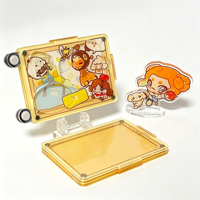 Support publicitaire créatif pliable en acrylique, design mini-valise, personnages de dessin animé personnalisés, impression UV, promotionnel