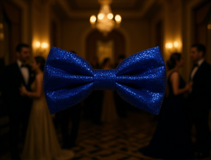 Nœud papillon à paillettes bleu saphir pré-noué, accessoire formel métallique - Product Image 2