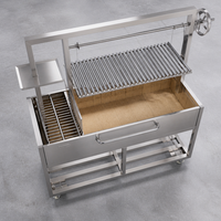 Grille de cuisson manuelle en acier inoxydable de style Santa Maria avec levage par volant pour barbecue professionnel