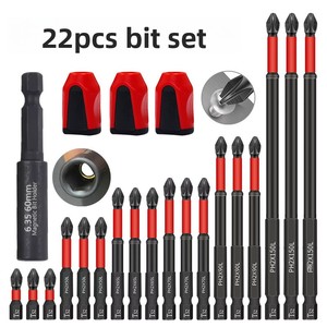 21pcs Non-Slip Steel Impact-Resistant Plus Magnetic Bit <b>Set</b> Teeth Jelly Magnet Ring Base <b>Screwdriver</b> Bits Non-slip Design Ensure - Product Image 1