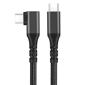 Cable de datos tipo C a tipo C, 1m, conector de ángulo de 90 grados trenzado de nailon, carga y transferencia de datos de alta velocidad - Product Image 3