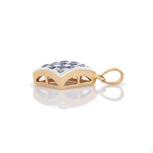 Colgante minimalista de oro amarillo sólido de 18 quilates, ajuste de bisel de piedras preciosas de zafiro azul cuadrado Natural para hombres y mujeres, encanto de fiesta - Product Image 3