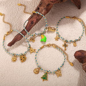 Fashion Charm Bracelet Set For Women Zinc Alloy <b>Crystal</b> Rhinestone Pendant Jewelry Gift With <b>Animal</b> And Heart Charms - Product Image 3