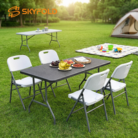 Table pliante rectangulaire portable d'intérieur et d'extérieur en plastique robuste de 4/5/6/8 pieds pour jardin, utilitaire ou repas
