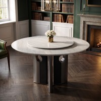 Ensemble de table à manger de luxe moderne pour hôtel, table haute en marbre blanc, table en pierre naturelle, mobilier de maison, table à manger ronde en marbre