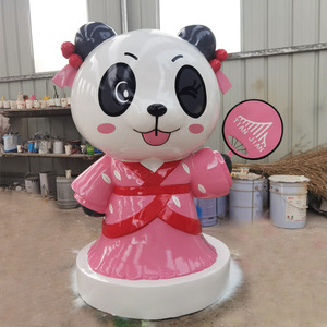 Sculpture de panda en fibre de verre pour extérieur, sur pied, design personnalisé pour la décoration de centre commercial - Product Image 2