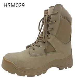 Botas de Combate ZYF, Plateau Hiking, Antidesgarro, de Piel de Ante Natural, Diseño con Bolsillo, Suela de Alta Amortiguación, Color Negro/Café, HSM029 - Product Image 1
