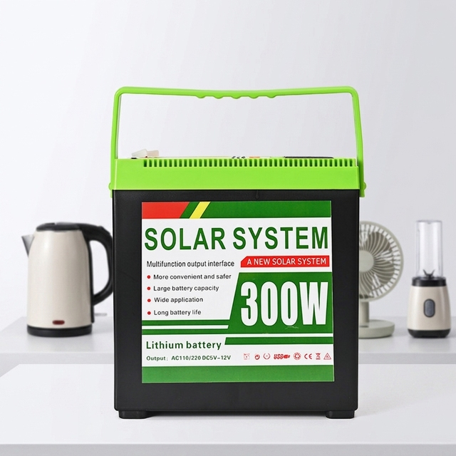 300W LiFePO4 Portable Power Station Solar Generator for Load Shedding Home Backup Emergency Battery AC Outlet Laptop Fan Light