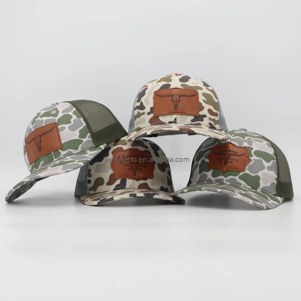 Мужская камуфляжная кожаная шляпа с 6 панелями, с логотипом Gorras, с сетчатой застежкой на спине, шляпа Richardson 112 Дальнобойщика