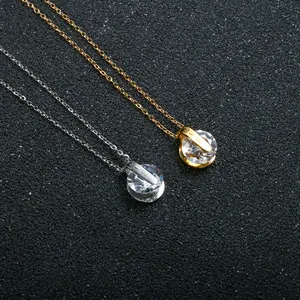 925 Silver Turn 1 Carat Shiny Zircon Necklace Love Steel Clip Drill titanium Steel Collarbone Crystal Necklace Valentine's Gift