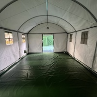 Tente d'urgence portable rectangulaire en acier galvanisé, toile en coton PVC imperméable, abri pour réfugiés quatre saisons, vente en gros
