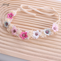 Couronne de fleurs fantaisie pour séances photo, bandeau extensible en nylon, dentelle florale pastel, strass, accessoire de photographie pour femmes