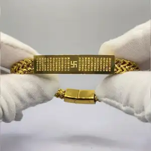 Gioielli fatti a mano bracciale inciso in acciaio inossidabile bracciale versione larga braccialetto meridiano cuore semplice moda