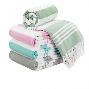 MSF <b>Turkish</b> Cotton Fouta Beach <b>Towel</b> Striped with Fringe Quick Dry Lightweight Hammam Wrap for Pool Travel - Product Image 4