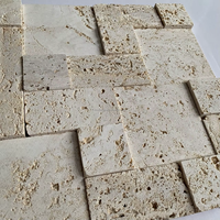Mosaïque en pierre de travertin/marbre beige, design moderne, épaisseur 8/10 mm, matériau de construction pour murs et sols intérieurs